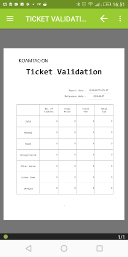 Ticket Report in Ticket Validation App KOAMTACON
